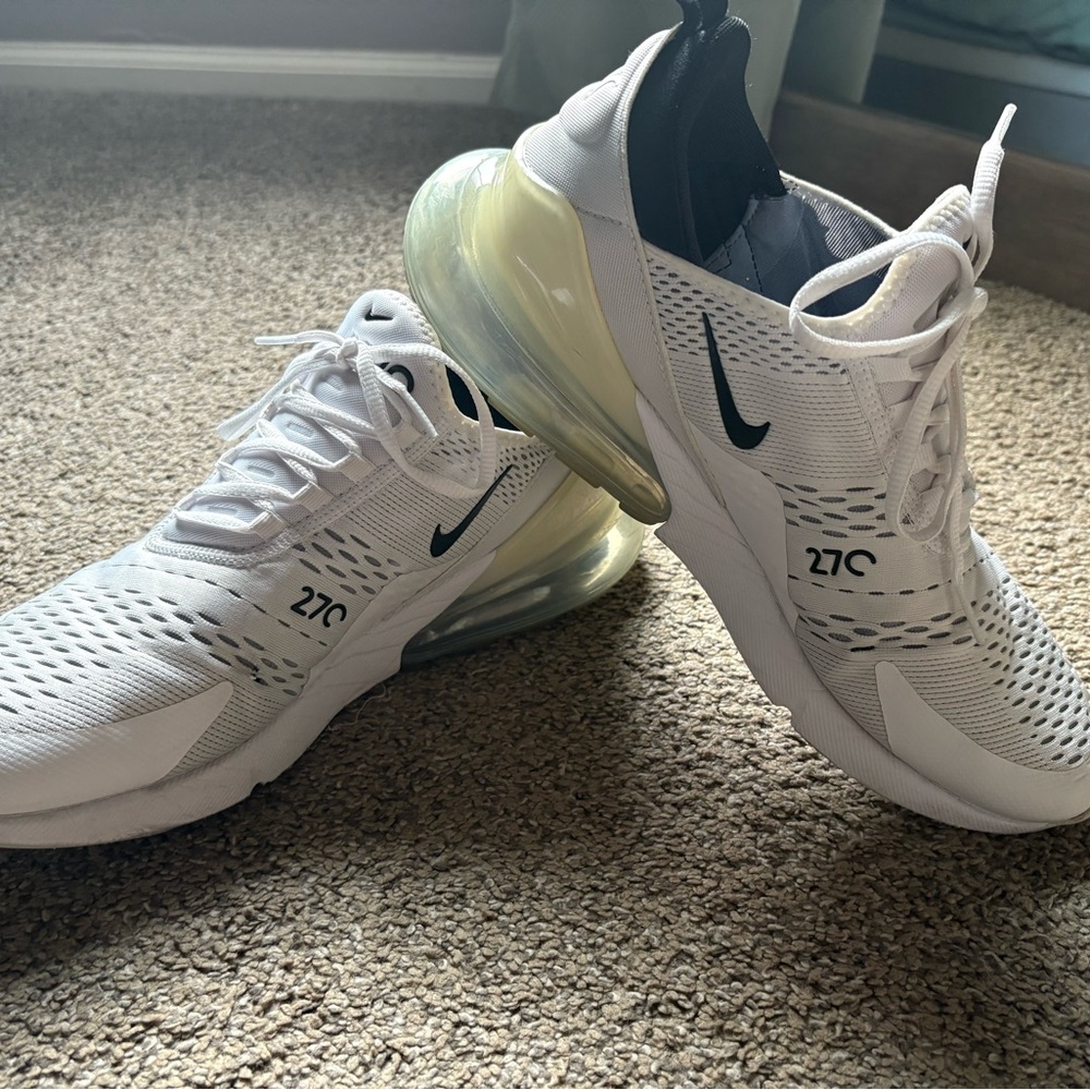 Nike Air Max 270 White and Black Athletic Shoes